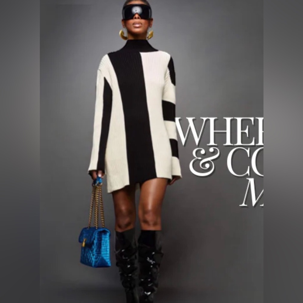 Twiggy Mod Striped Oversized Sweater Dress